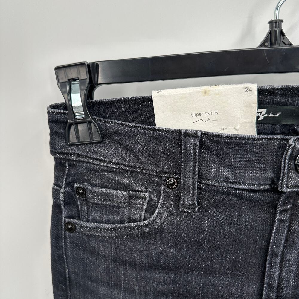 7 FOR ALL MANKIND NWT High Waist Super Skinny Dark Jean in Savage // 24 - Picture 6 of 14